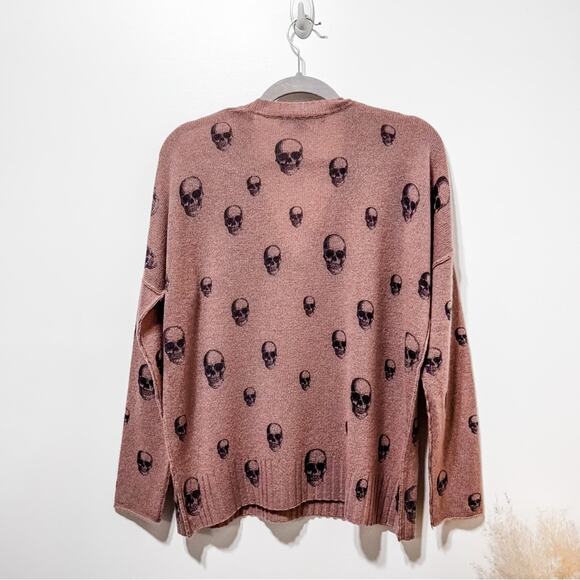 Skull Cashmere V-Neck Skull Print Cashmere Sweater from 360 Cashmere Size S - Picture 3 of 5